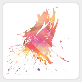 Abstract & Geometric Design With Dove and Vibrant Colors Sticker